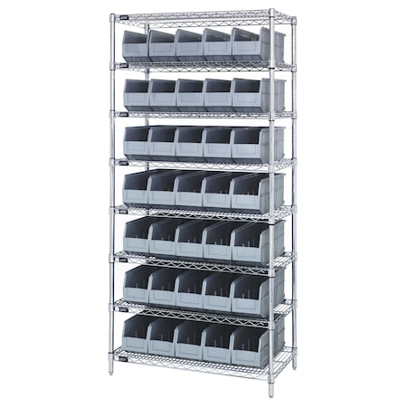 QUANTUM STORAGE SYSTEMS Stackable Shelf Bin Steel Shelving Systems WR8-441GY